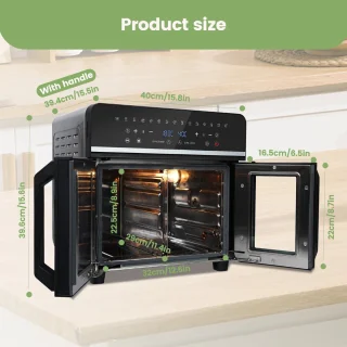 Airfryer Oven XXL 23L Dubbele Lades Zwart