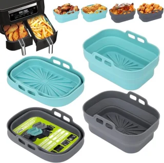 Airfryer siliconen vormpjes, 4 stuks (blauw+grijs)