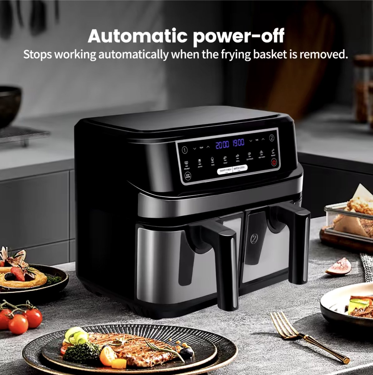 Airfryer XL 9L 2-Laden Zwart
