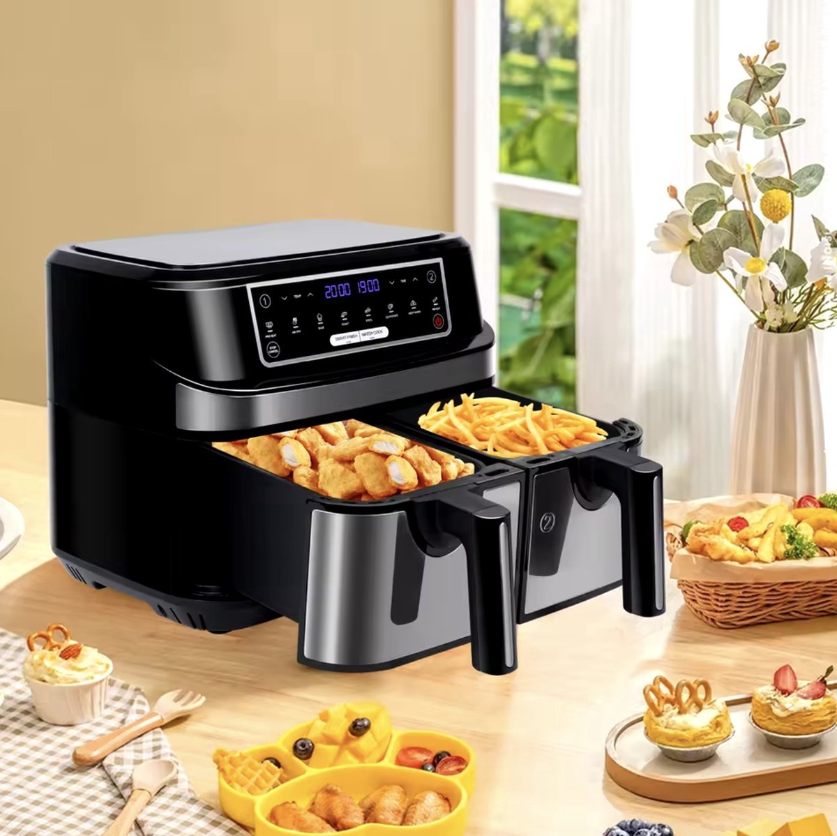 Airfryer XL 9L 2-Laden Zwart