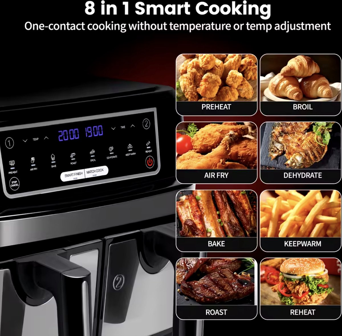 Airfryer XL 9L 2-Laden Zwart