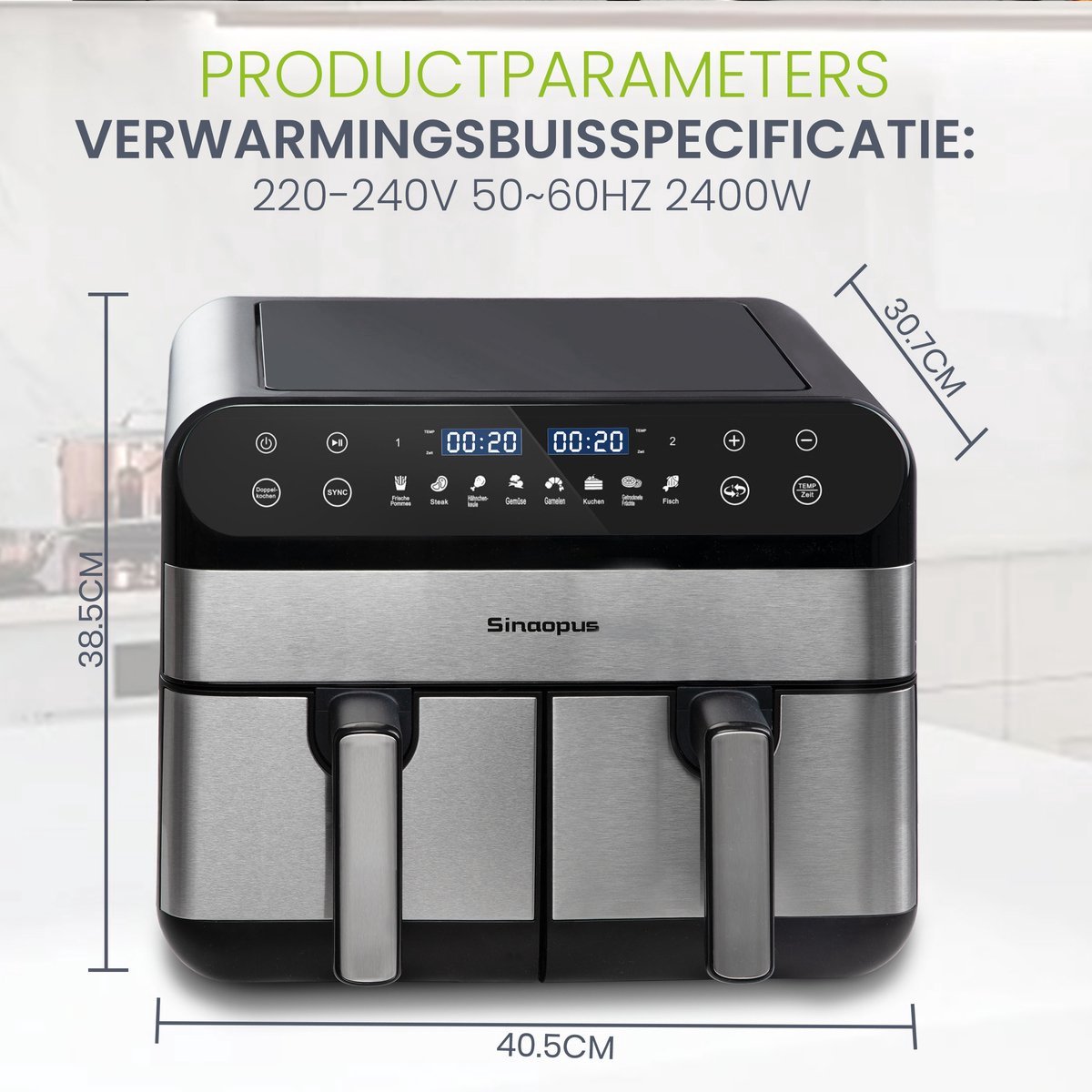 Airfryer XXL 11L 920 Digitale Heteluchtfriteuse DualMand