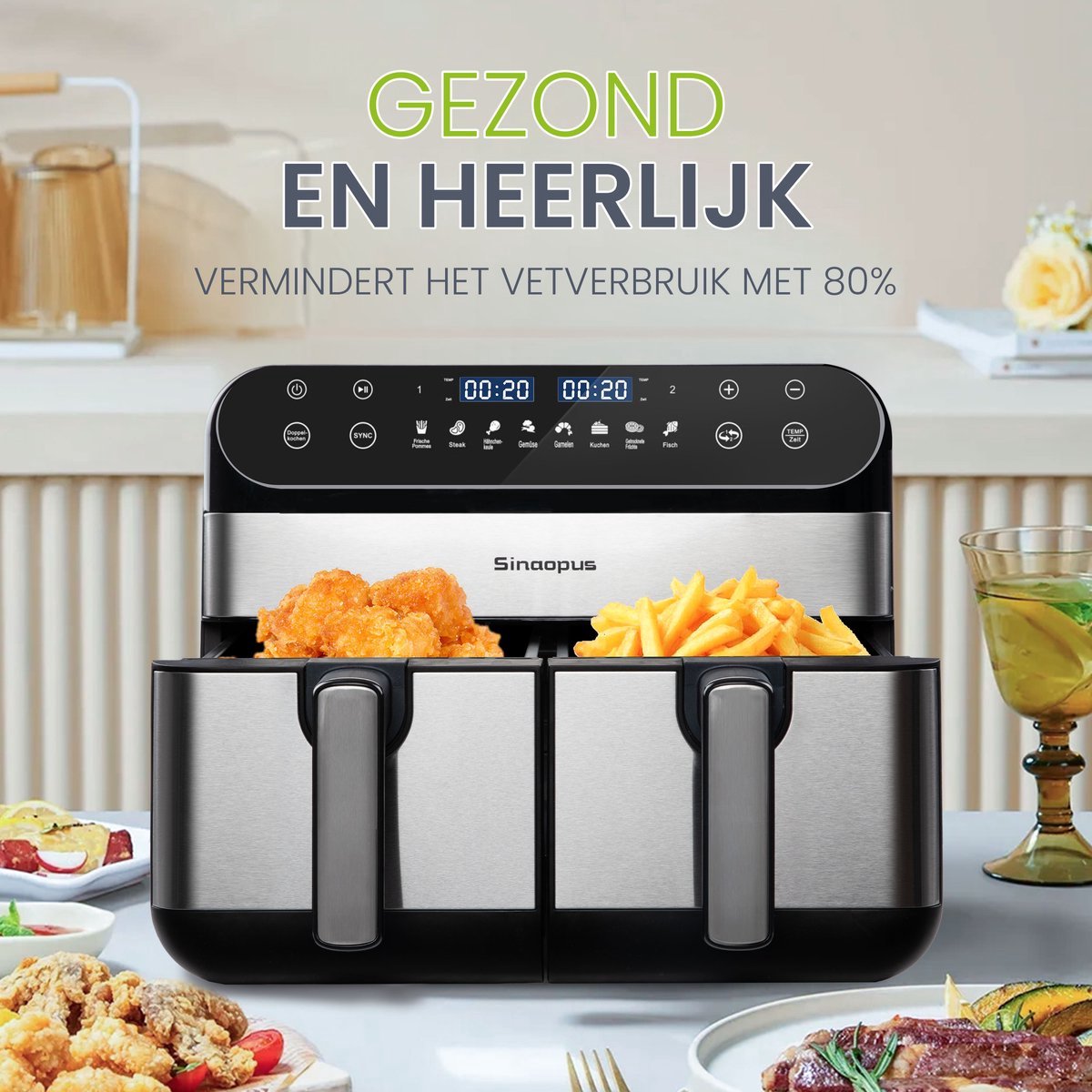 Airfryer XXL 11L 920 Digitale Heteluchtfriteuse DualMand