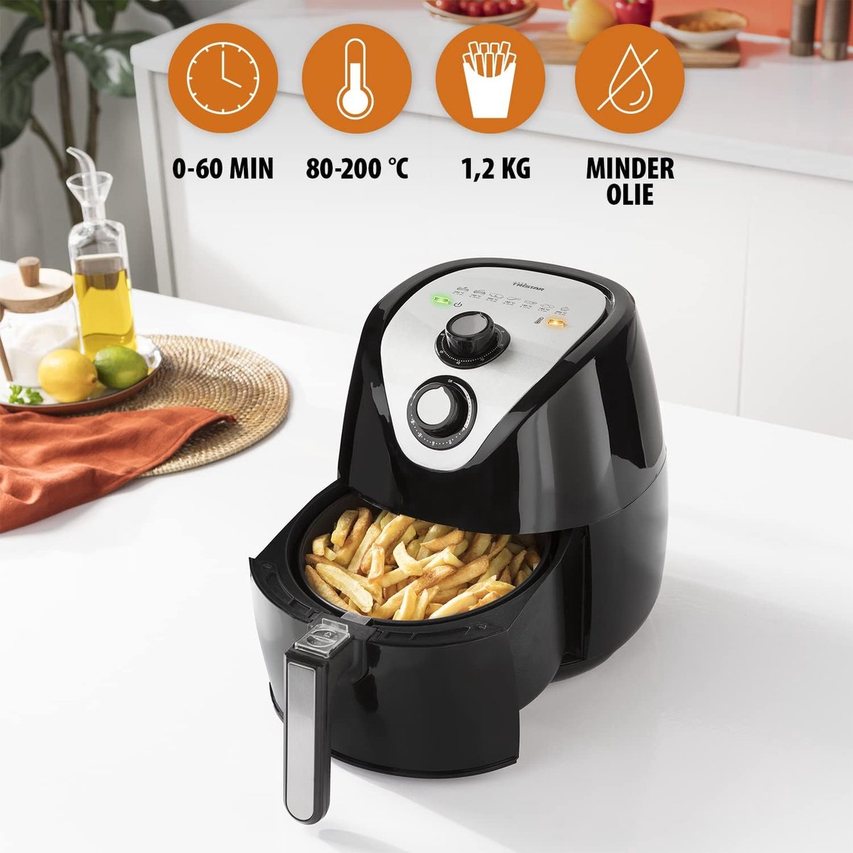 Airfryer XXL 4,5L Zwart 1500W