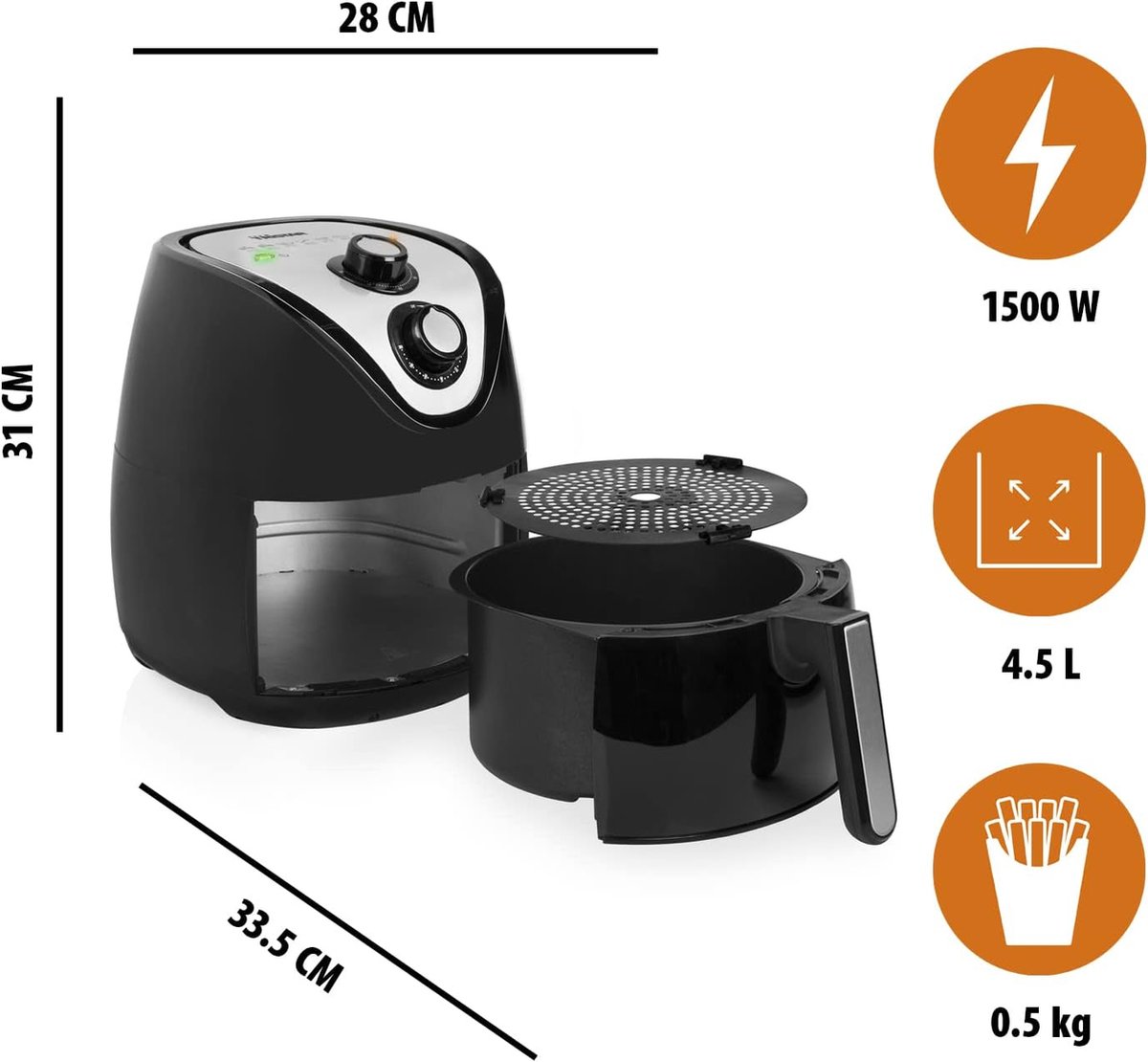 Airfryer XXL 4,5L Zwart 1500W