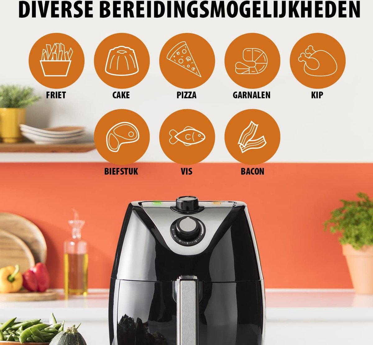 Airfryer XXL 4,5L Zwart 1500W