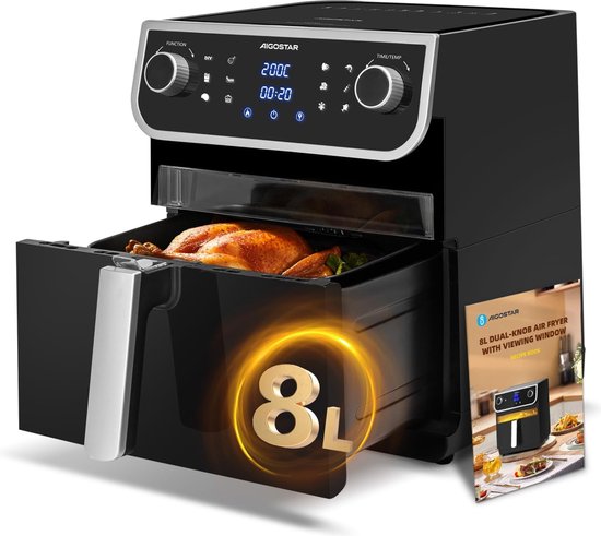 Airfryer XXL 8L 1700W Zwart Met LED Touch Display