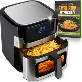 Airfryer XXL Heteluchtfriteuse 8 L Zwart-Zilver
