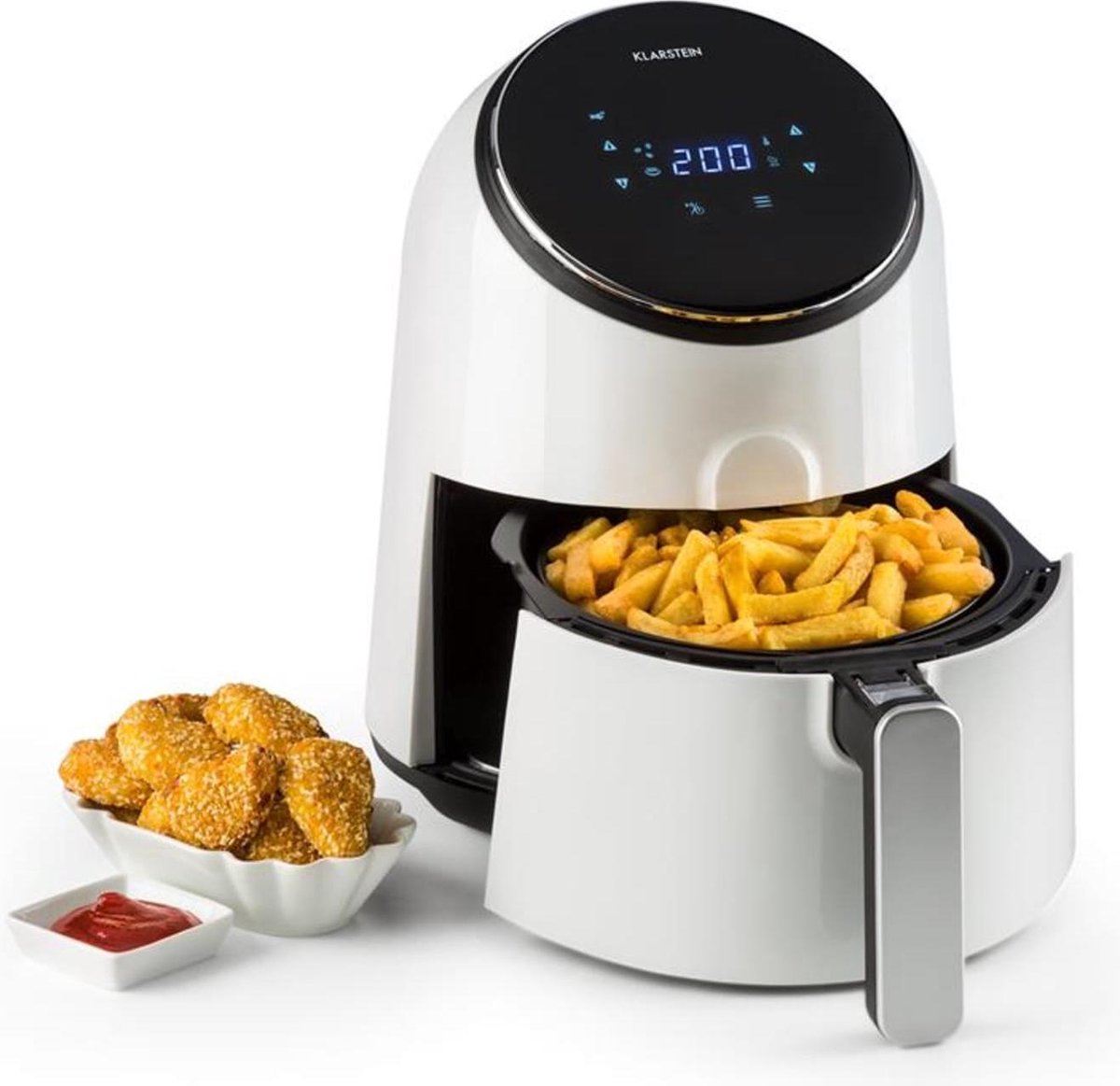 De AirVital Heteluchtfriteuse 2,5L CeraPlus Touch Wit in één oogopslag