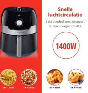 alpina Airfryer 3.5L Heteluchtfriteuse 1400W Zwart