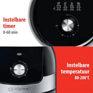 alpina Airfryer 3.5L Heteluchtfriteuse 1400W Zwart