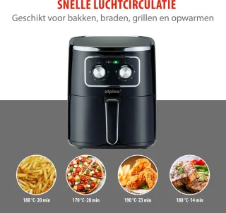 Alpina Airfryer 4.5L Zwart