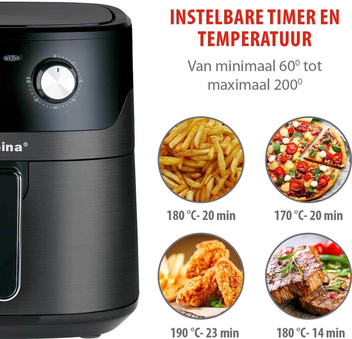 Alpina Airfryer XL 6L zwart