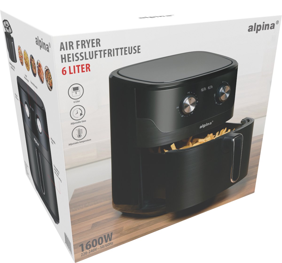 Alpina Airfryer XL 6L zwart