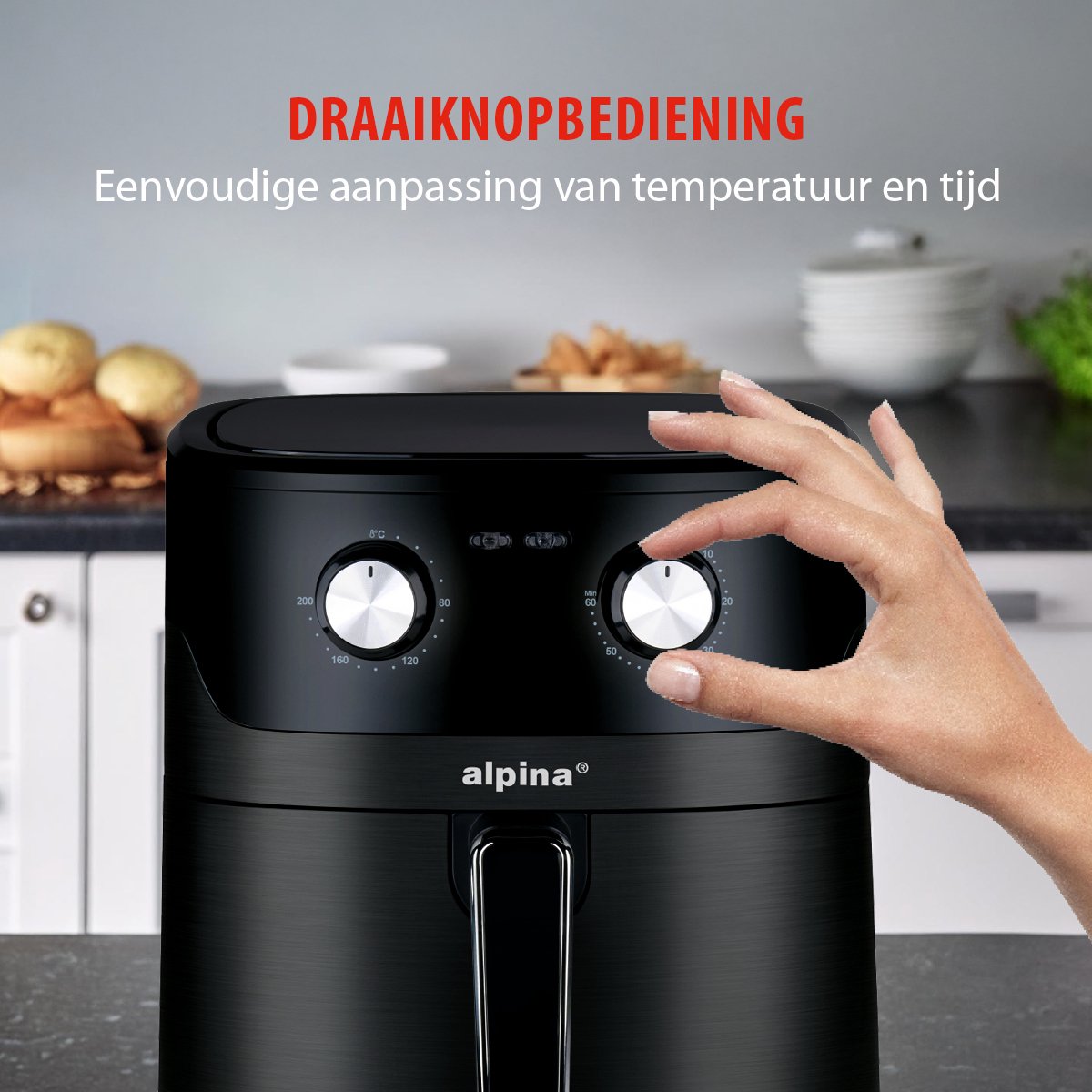 Alpina Airfryer XL 6L zwart