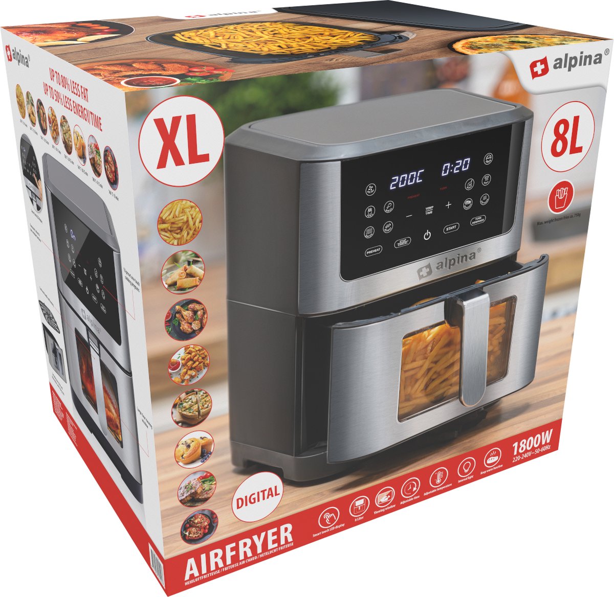 alpina Airfryer XXL 8L Zilver