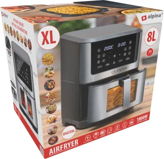 alpina Airfryer XXL 8L Zilver