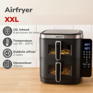 Alpina Airfryer XXL - Dubbele Airfryer 11L