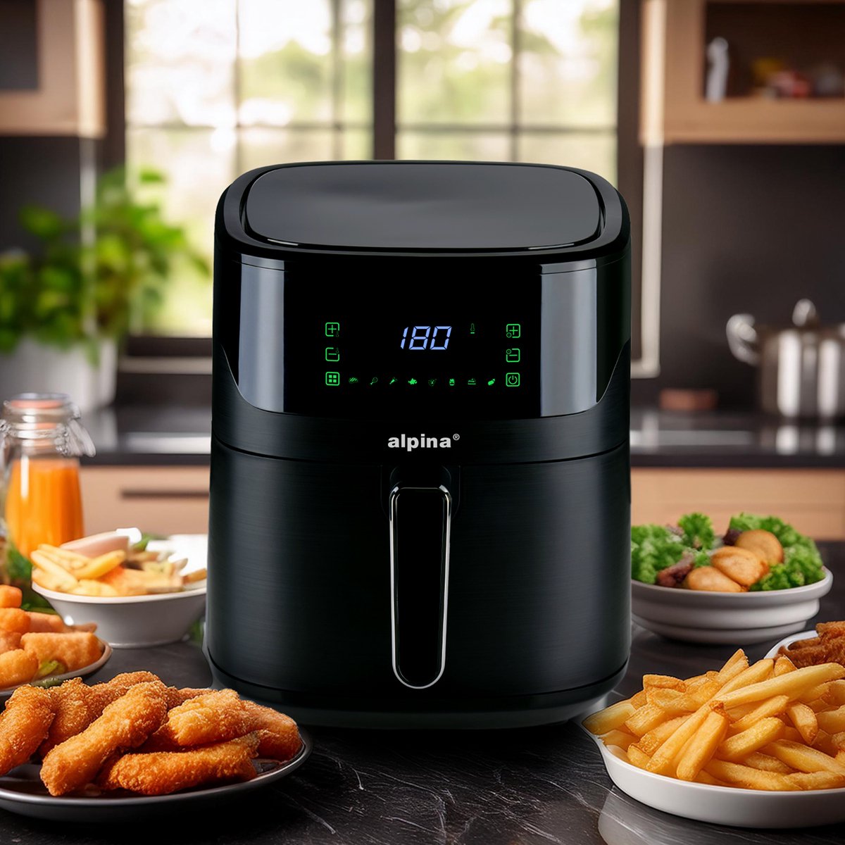 alpina Digitale Airfryer XL 6L Zwart