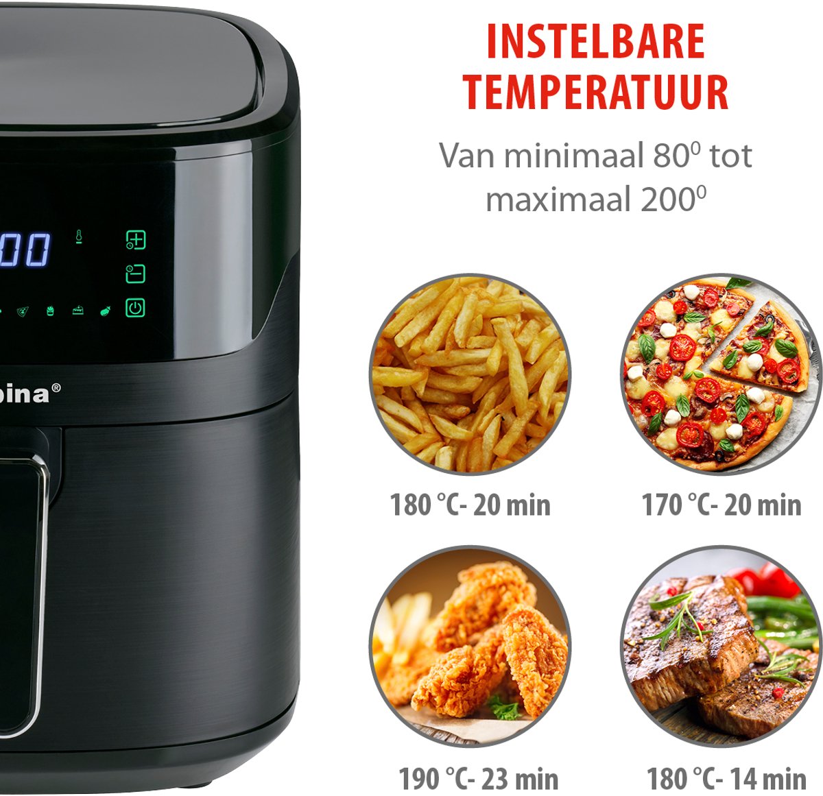 alpina Digitale Airfryer XL 6L Zwart