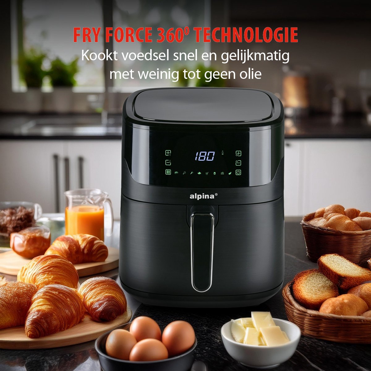 alpina Digitale Airfryer XL 6L Zwart