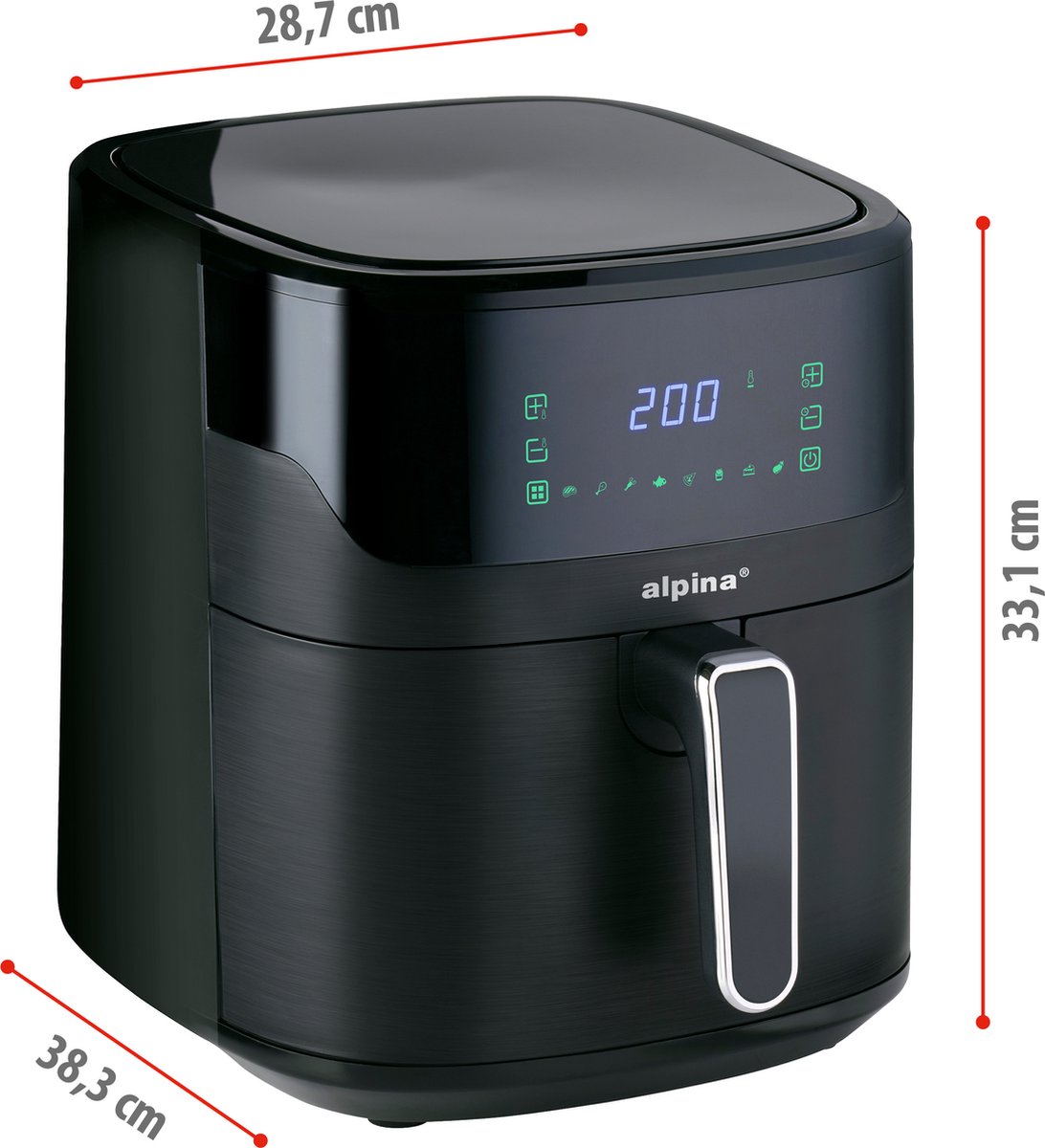 alpina Digitale Airfryer XL 6L Zwart