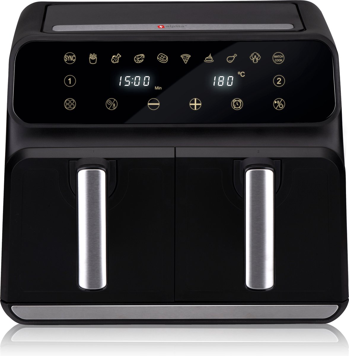 De alpina Dubbele Airfryer XL 8L Zwart in één oogopslag