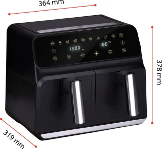 alpina Dubbele Airfryer XL 8L Zwart