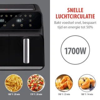 alpina Dubbele Airfryer XL 8L Zwart