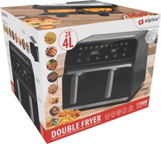 alpina Dubbele Airfryer XL 8L Zwart