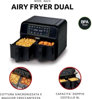 Ariete 4623 l Dubbele Airfryer XXL l 8 Liter