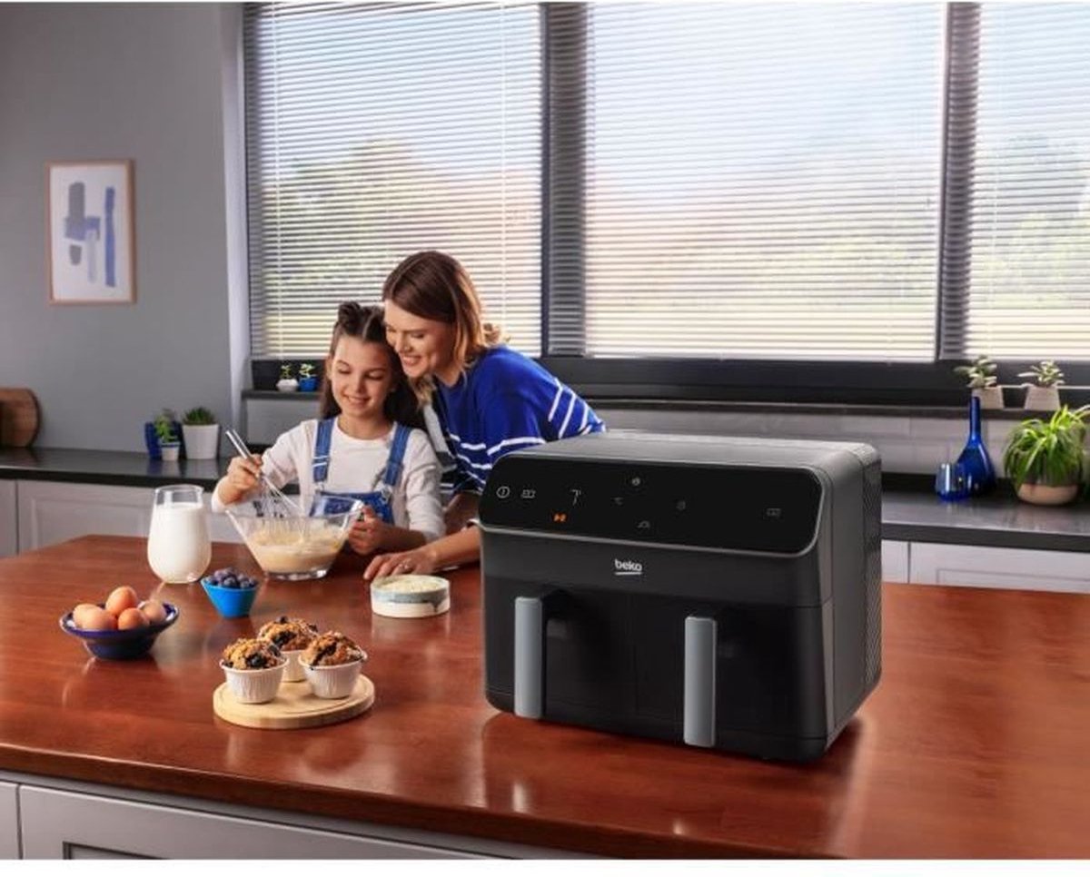 Wat vinden we goed aan de BEKO FRL5388B Heteluchtfriteuse 2x4,5L Zwart