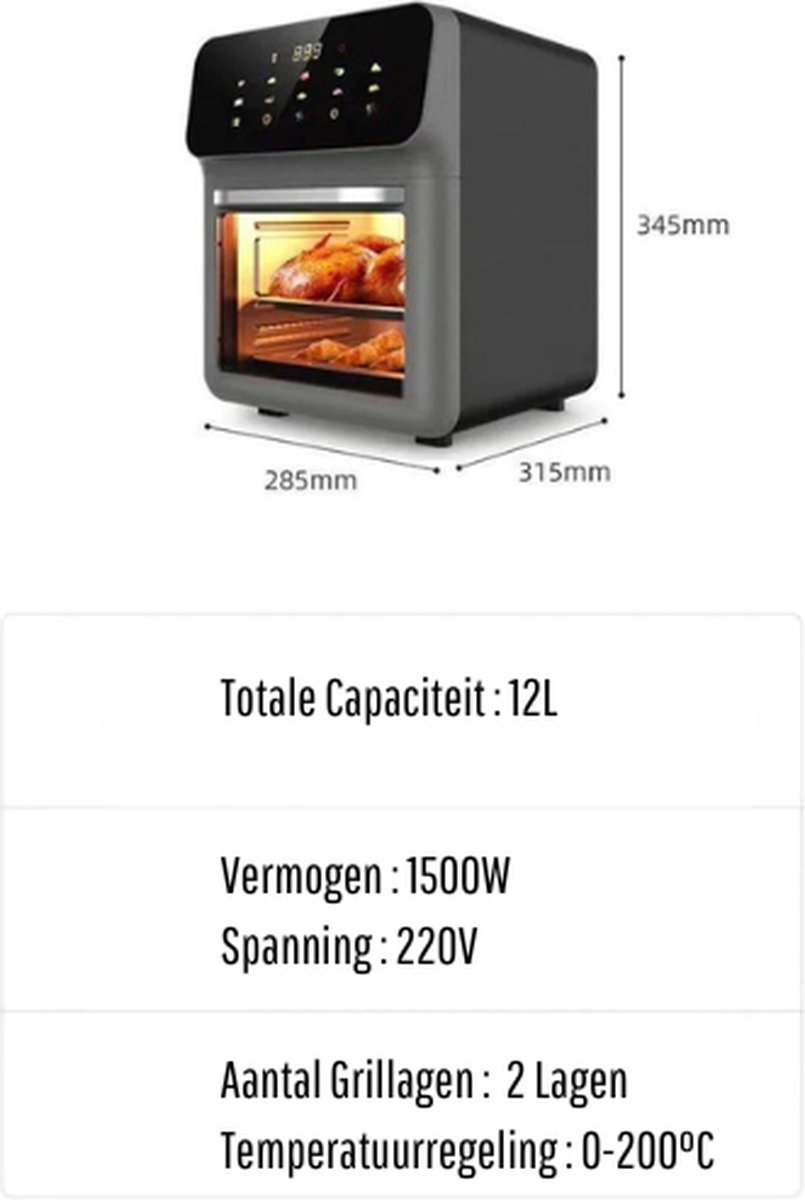 BellissiBo® Multifunctionele Oven 12L RVS