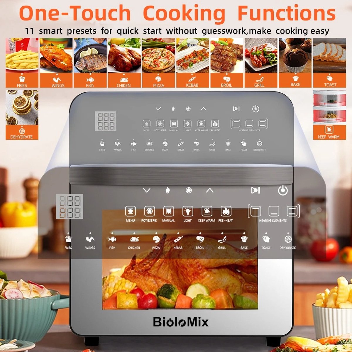 Biolomix Airfryer XXL 15L 1700W RVS Zilver