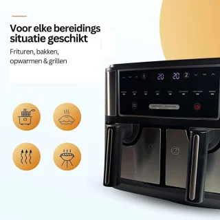 Blithe Dubbele Heteluchtfriteuse 2x4L Zwart