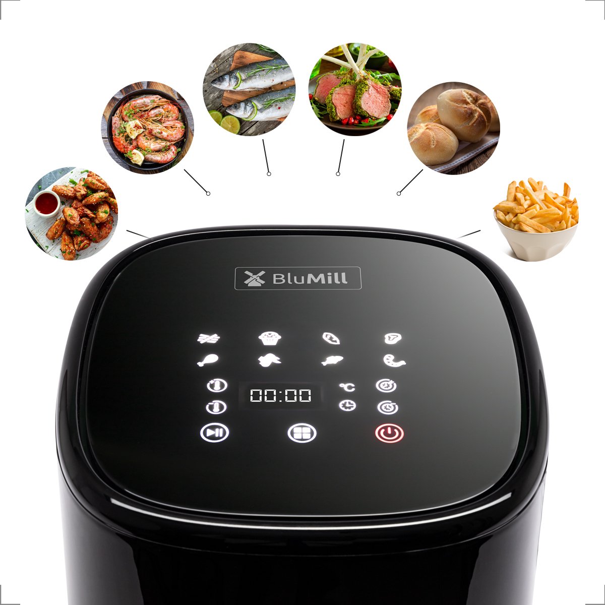 BluMill Digitale Airfryer 5L Touchscreen & App