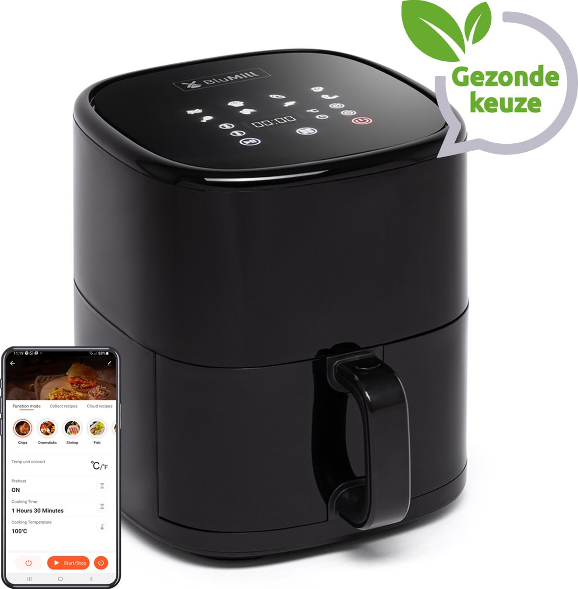 BluMill Digitale Airfryer 5L Touchscreen & App