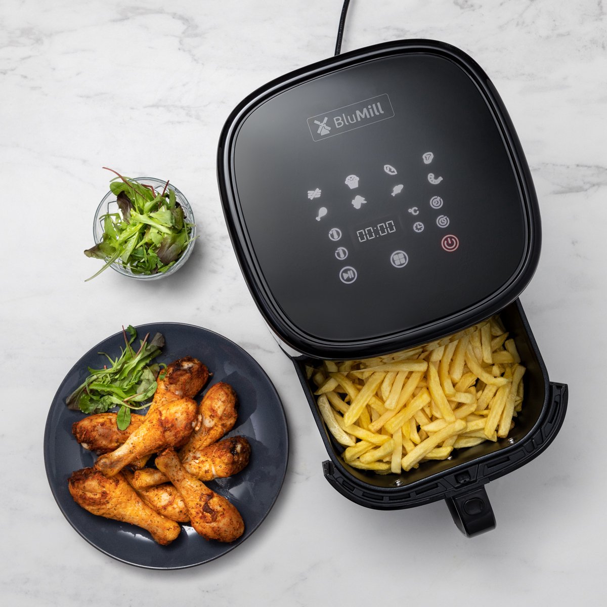 BluMill Digitale Airfryer 5L Touchscreen & App