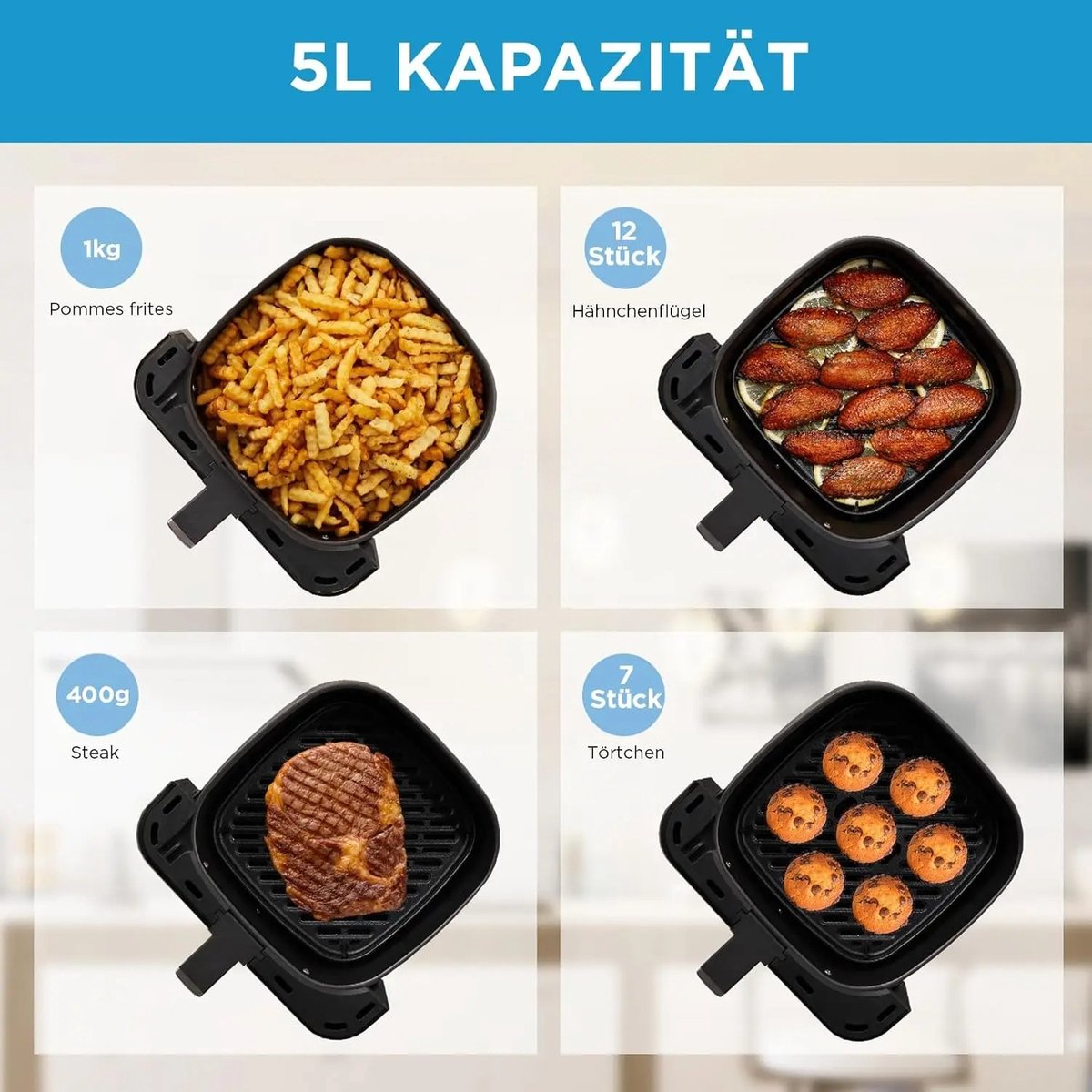 Boleen Airfryer Heteluchtfriteuse 5L Zwart