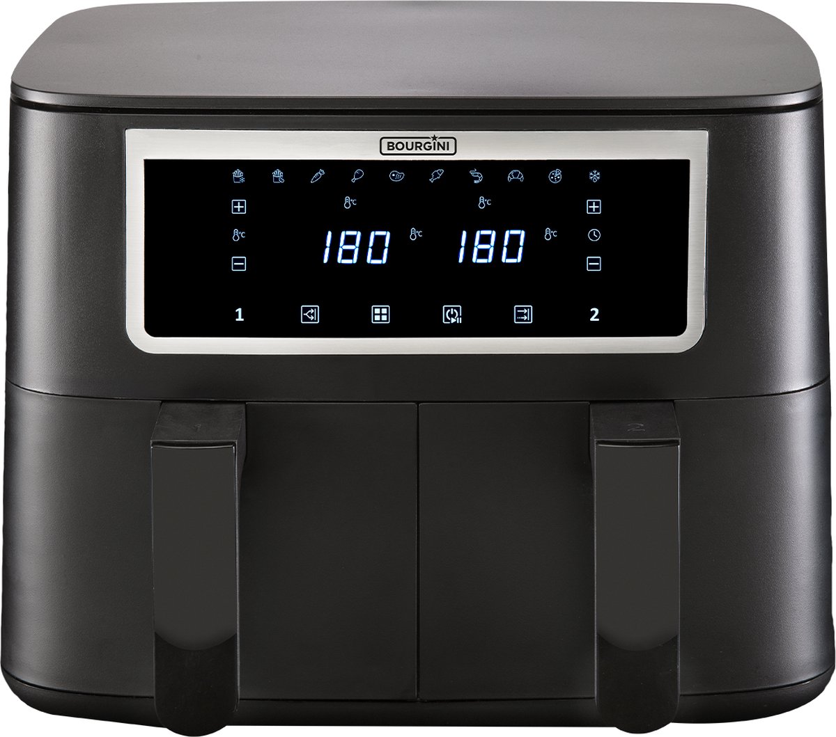 Bourgini Duo Airfryer XXL 2 x 4.0L Zwart