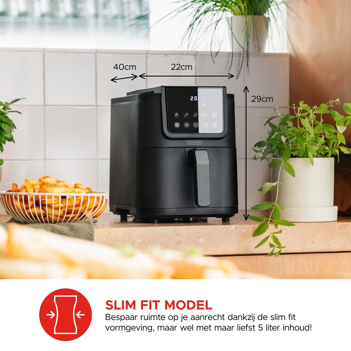 Bourgini Slimfit Airfryer Pure XL 5L