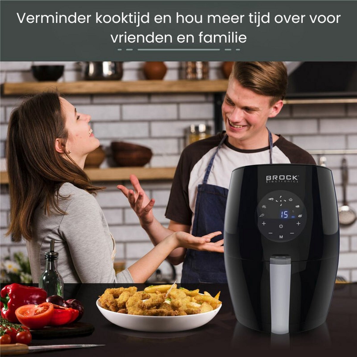 Brock Electronics Digitale Airfryer 3.5L Zwart