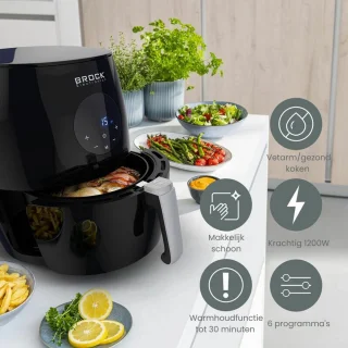Brock Electronics Digitale Airfryer 3.5L Zwart