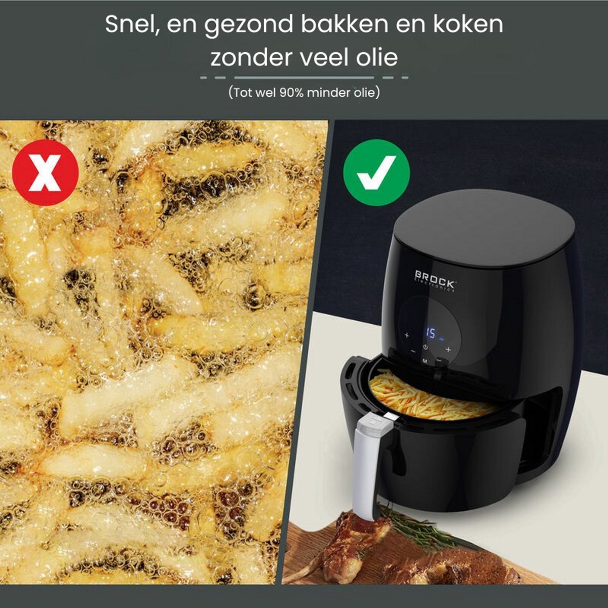 Brock Electronics Digitale Airfryer 3.5L Zwart