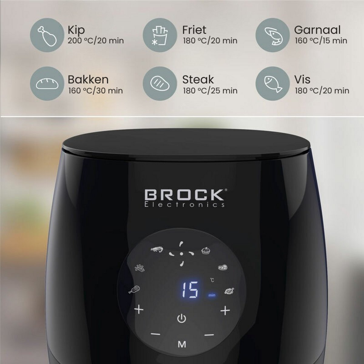 Brock Electronics Digitale Airfryer 3.5L Zwart