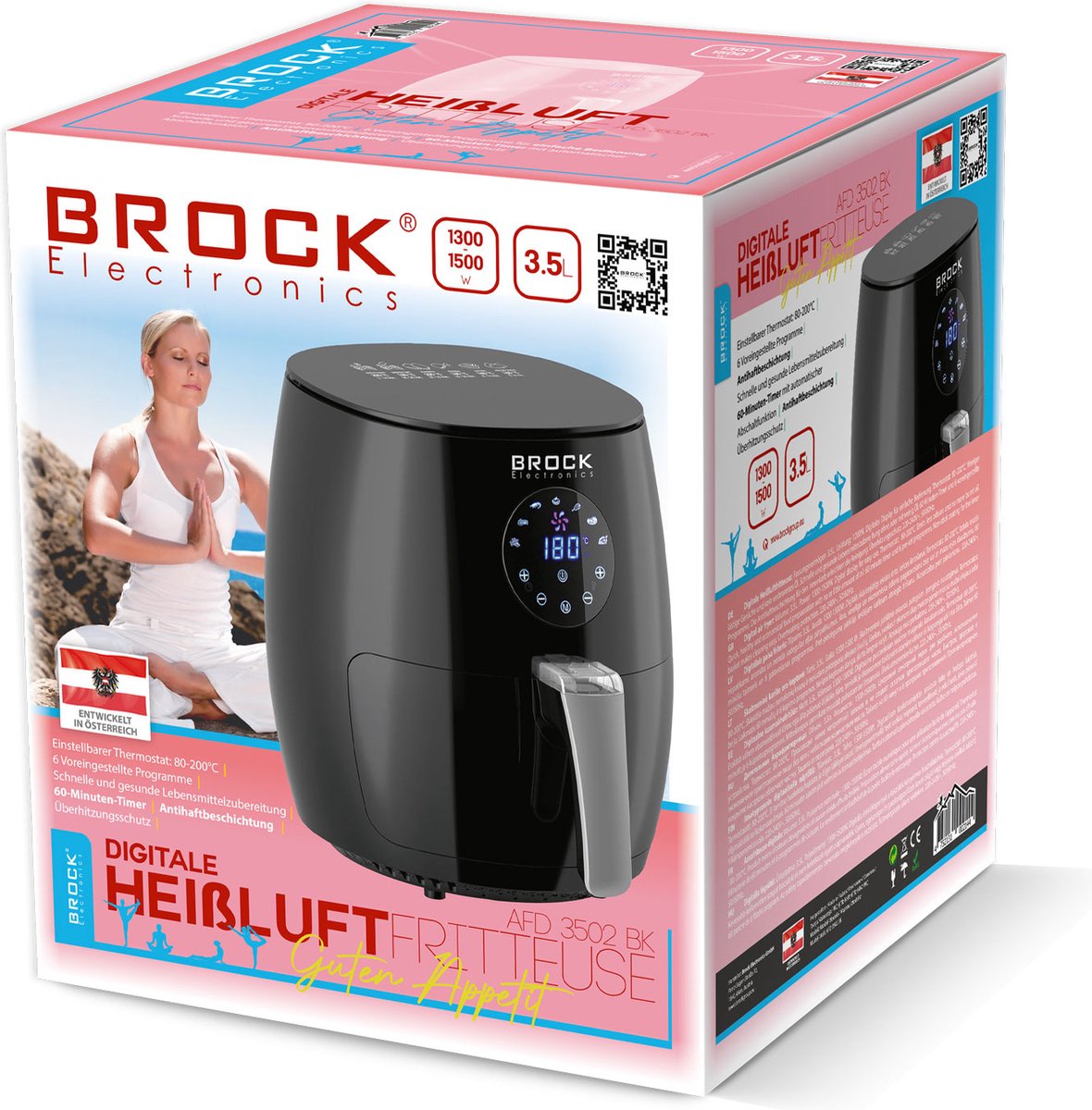 Brock Electronics Digitale Airfryer 3.5L Zwart