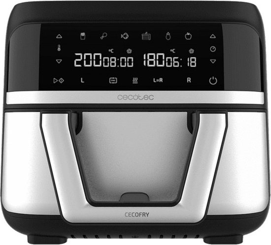 Cecotec Cecofry Dual 9000 Heteluchtfriteuse 9L Zwart Roestvrijstaal