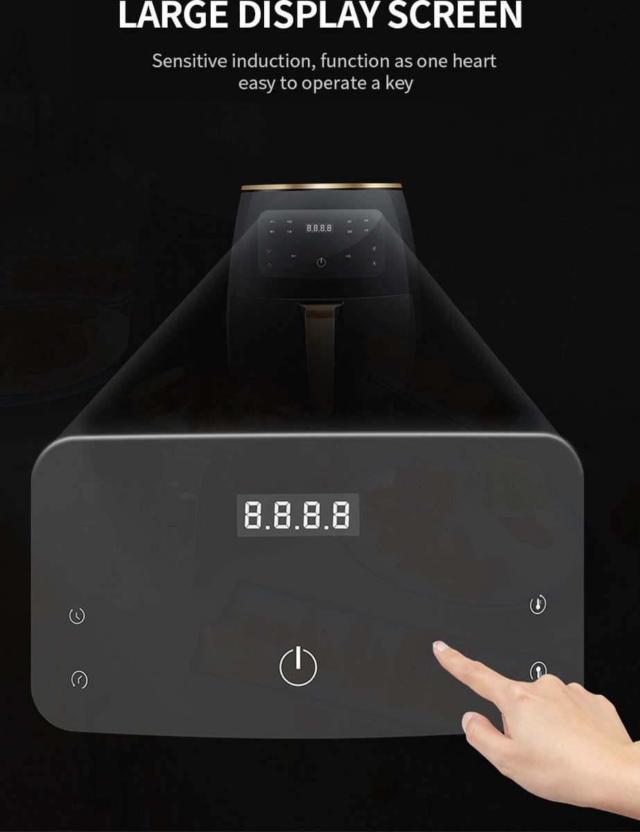 Cheffinger Digitale Airfryer XL 4,5L Zwart-Goud
