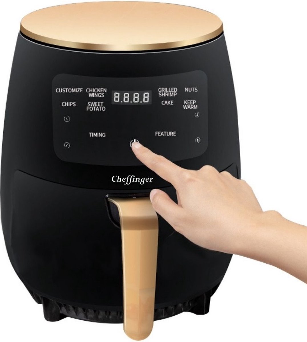 Cheffinger Digitale Airfryer XL 4,5L Zwart-Goud