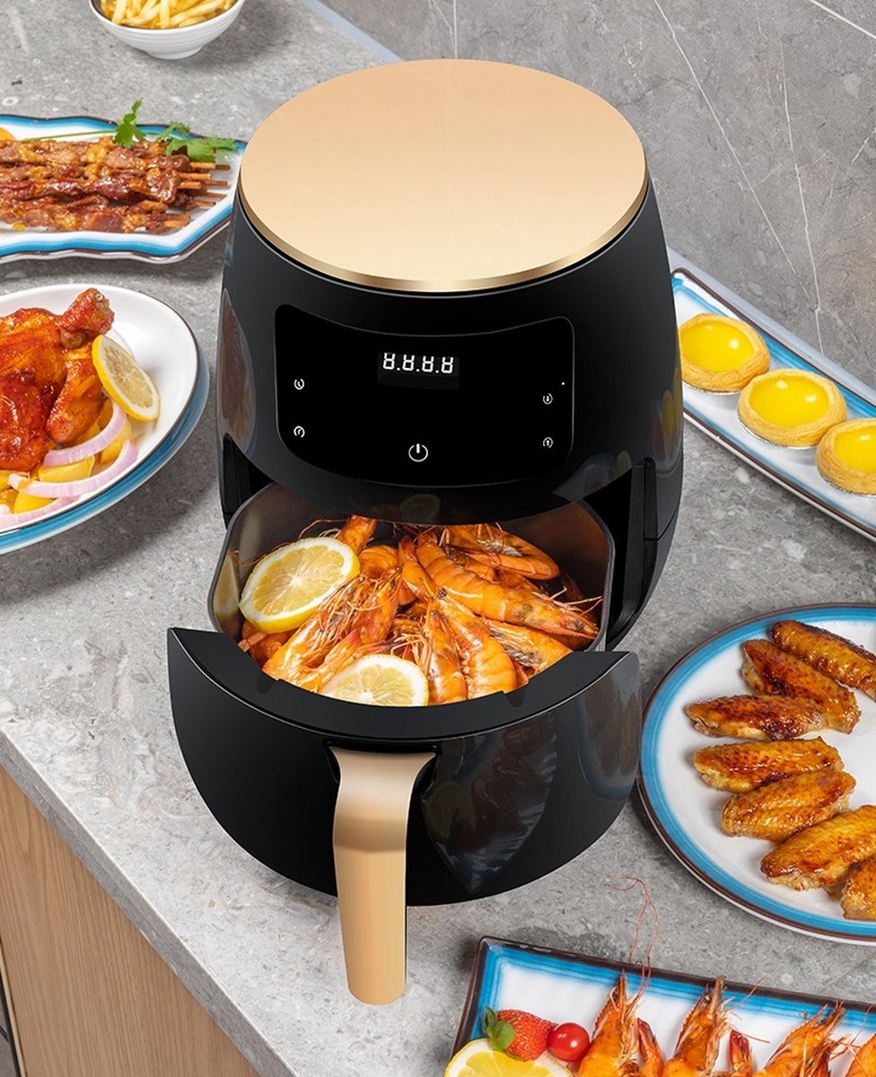 Cheffinger Digitale Airfryer XL 4,5L Zwart-Goud
